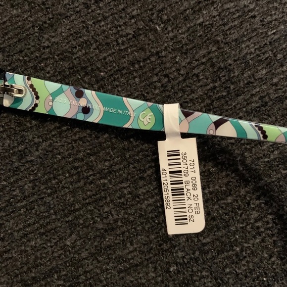 Emilio Pucci EP97 02C  BLACK W/Emerald Green Gaiola Print Sunglasses W Case - Picture 7 of 9